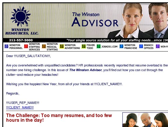 The Winston Advisor: Reducing resume overload