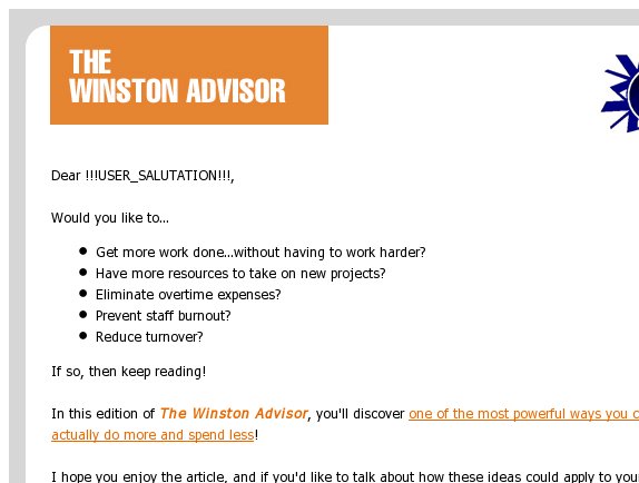 The Winston Advisor: Doing more and spending less