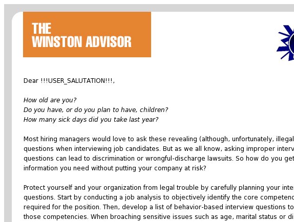 The Winston Advisor: Are your interview questions illegal?